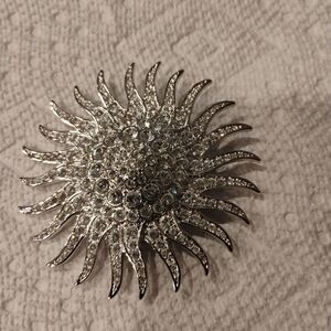 Vintage JBK Crystal Sunburst Brooch